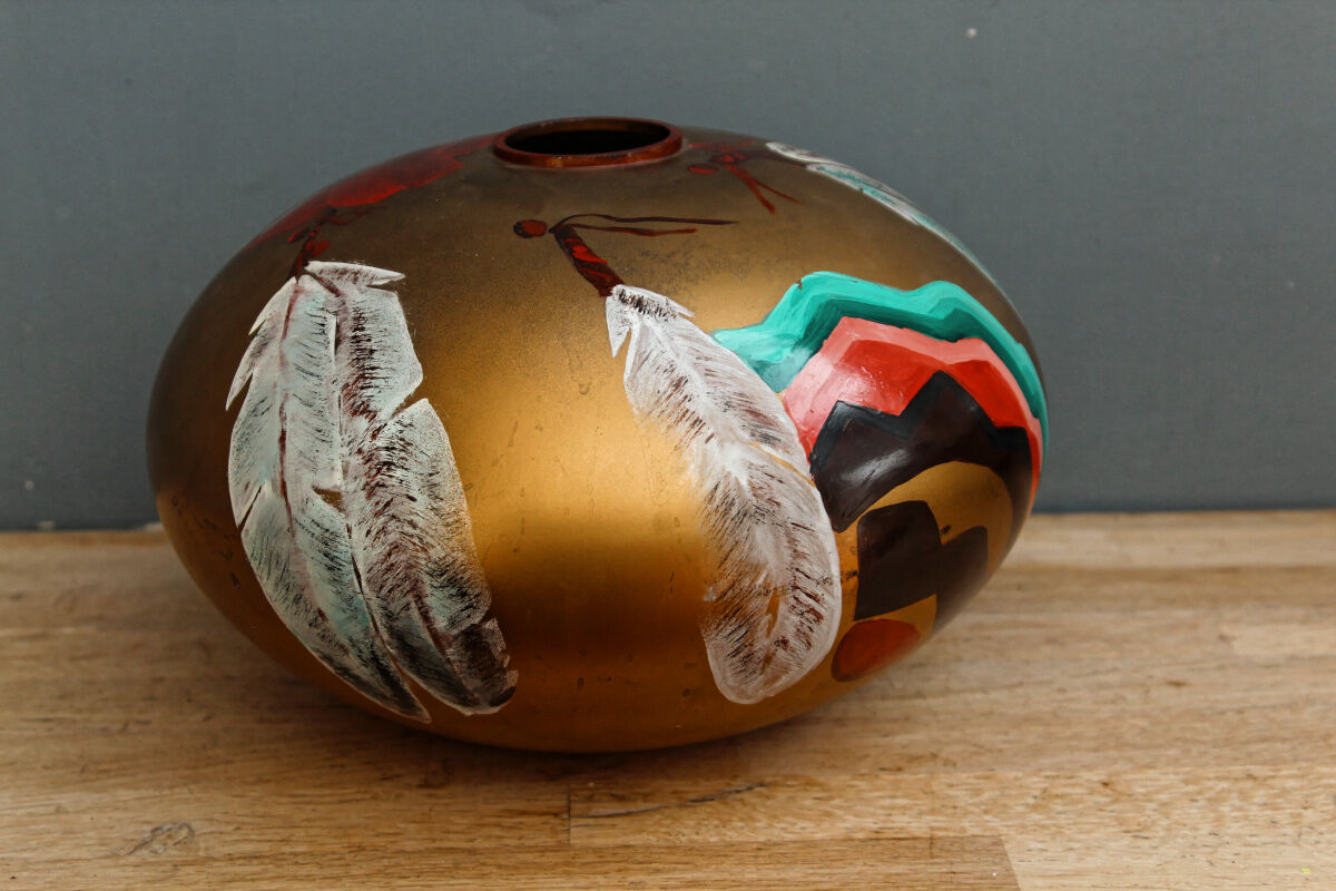 Signed glass ball vase