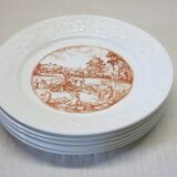6 vintage white Augusty porcelain dinner plates in very good condition