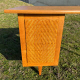 Oak and rattan desk