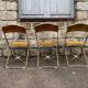 3 chaises d'opéra pliantes anciennes en velours doré et laiton