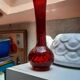 Vase soliflore en verre soufflé rouge ruby