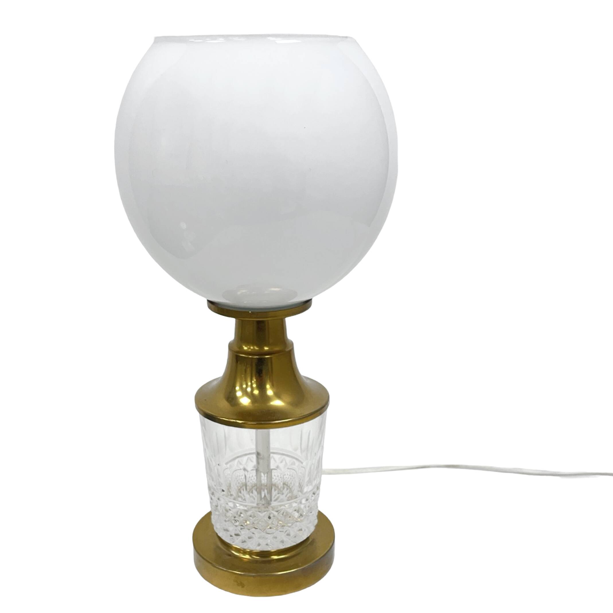 AKA Leuchten – Crystal and Brass Table Lamp, Germany, 1970s, Mid-Century Mo