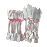 9 knives and 9 fish whips, silver metal, shell model
