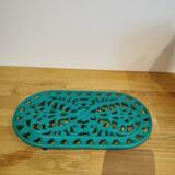 underside of the cast iron dish painted blue