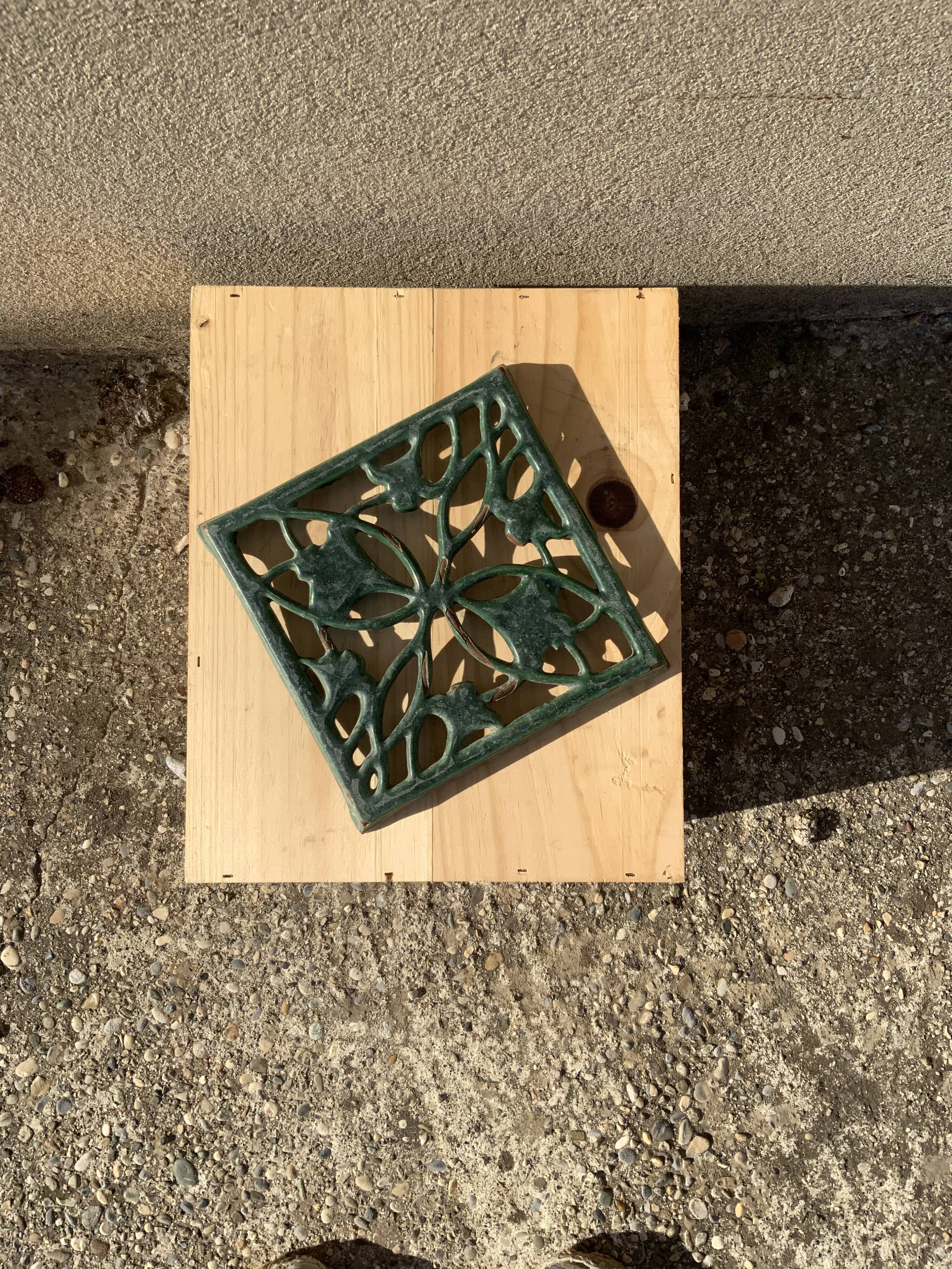 Antique cast iron green enamelled cast iron vintage tableware