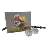 Set of 2 reversible molded glass candle holders
