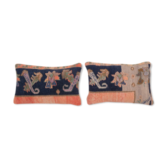 Set of two anatolian carpet rug pillows