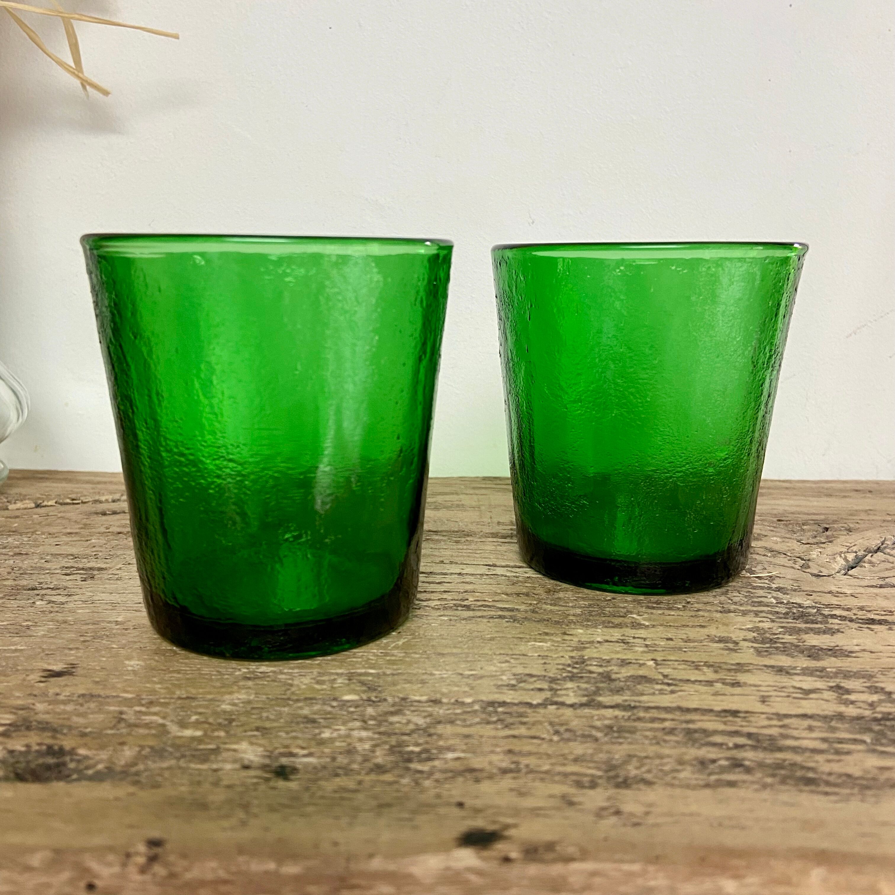 6 verres texturés verts Arcoroc Sierra vintage
