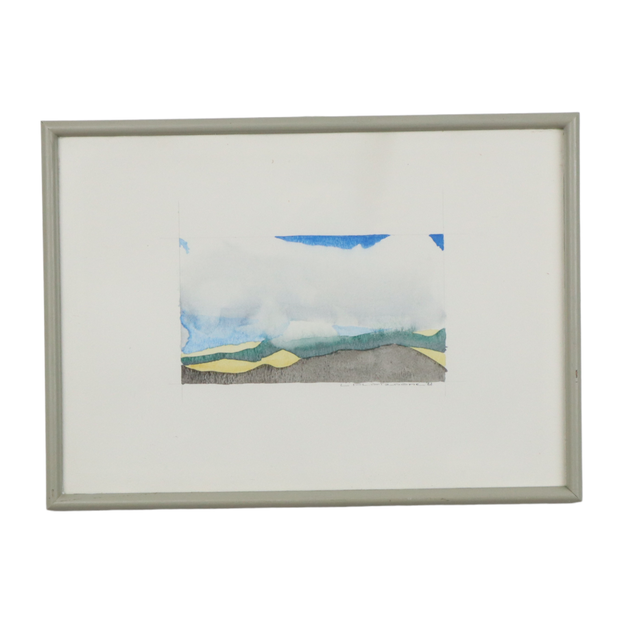 Watercolor The Calm Sea Lieven Florizoone Signed and Dated 1982