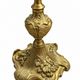 Italian candelabrum with five lights in gilded metal, rococo decoration and fe