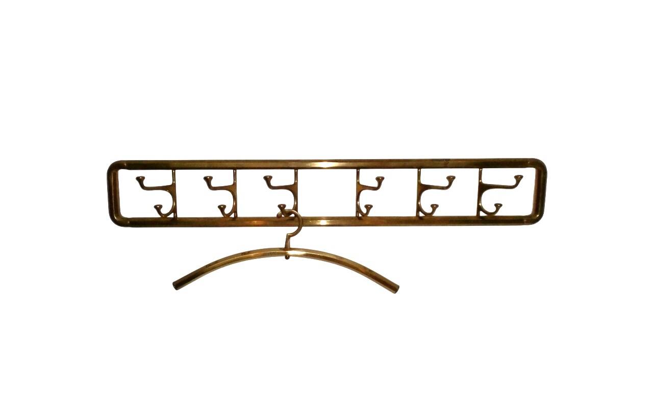 Art-Deco brass Coat Rack & one Hanger, France, 1940s