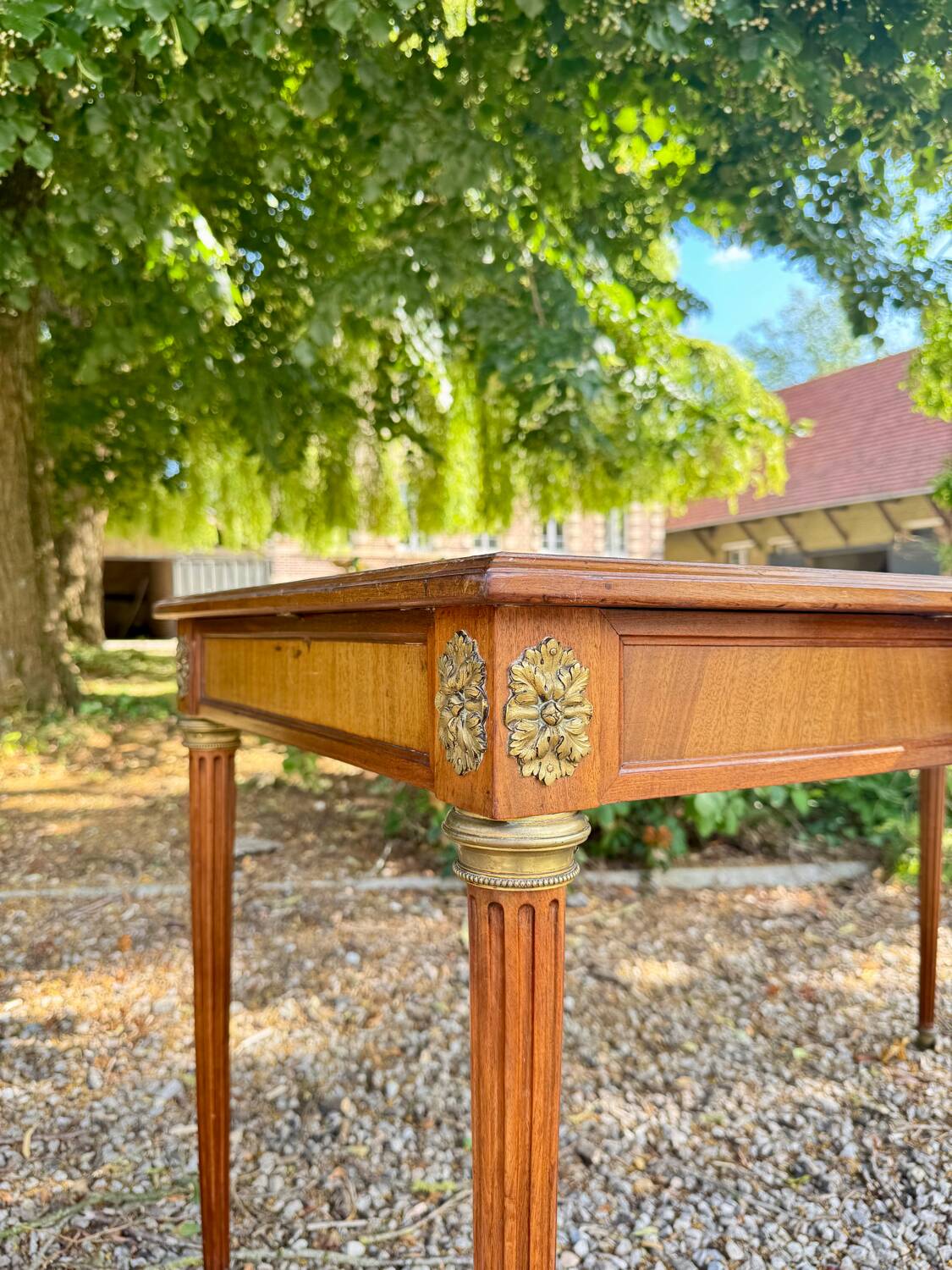 Louis XVI style mahogany flat desk, 19th century
