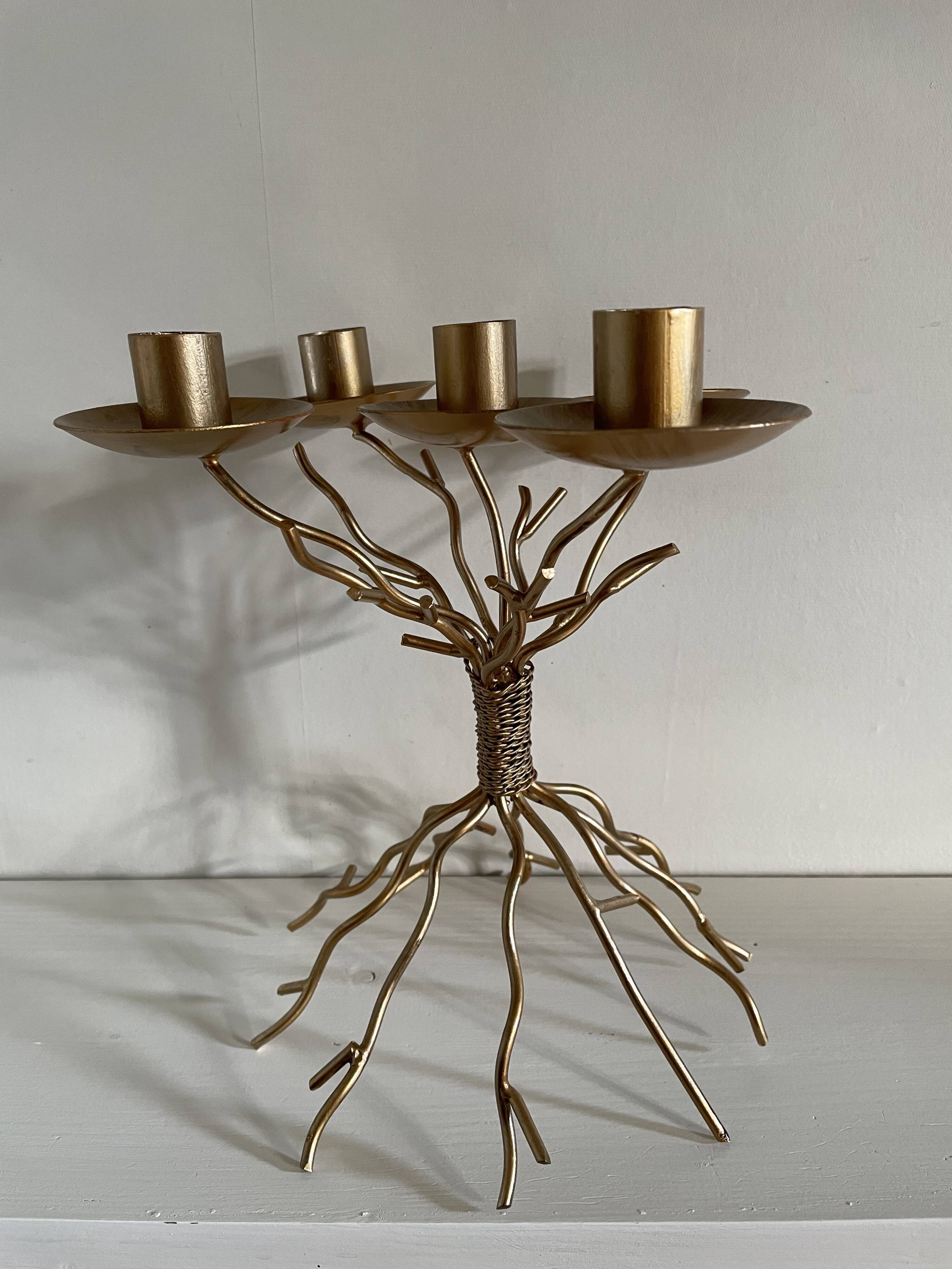 Golden candle holder