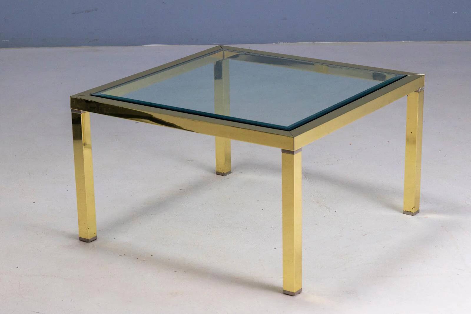 Brass and glass coffee table, 1970s, Europe