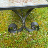 Coffee table mosaic wrought iron 60s