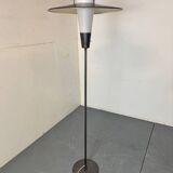 Mid Century France Modernist steel, brass and glass floor lamp, 1950s