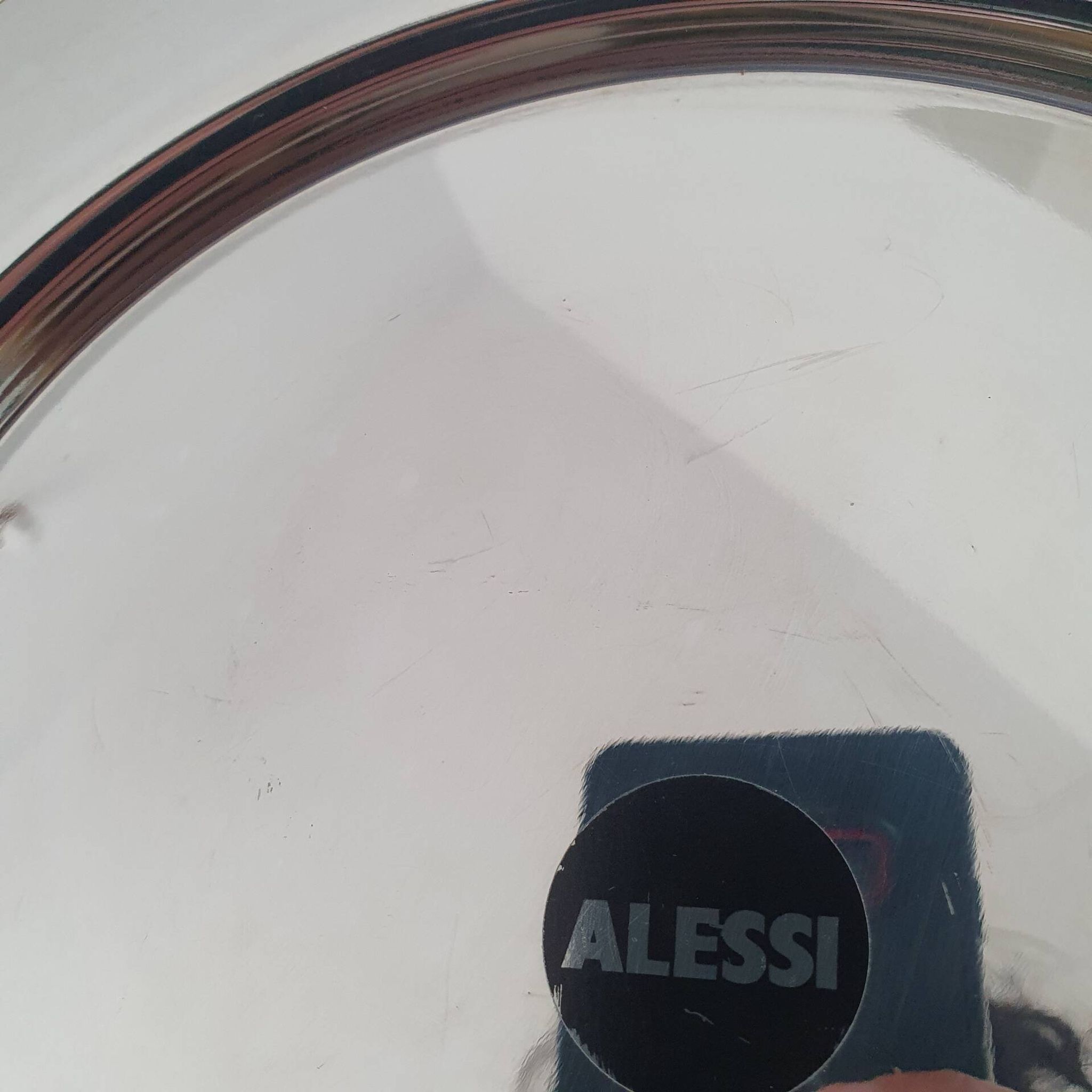Alessi Ettore Sottsass / Serving plate in stainless steel 18/10 and gold NG5100