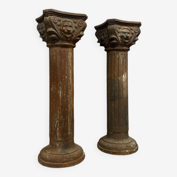 Paire de colonnes a l'antique en fonte époque milieu du XIXeme siècle