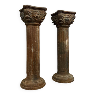 Paire de colonnes a l'antique en fonte époque milieu du XIXeme siècle