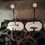 2 vintage wooden and ceramic coat hooks