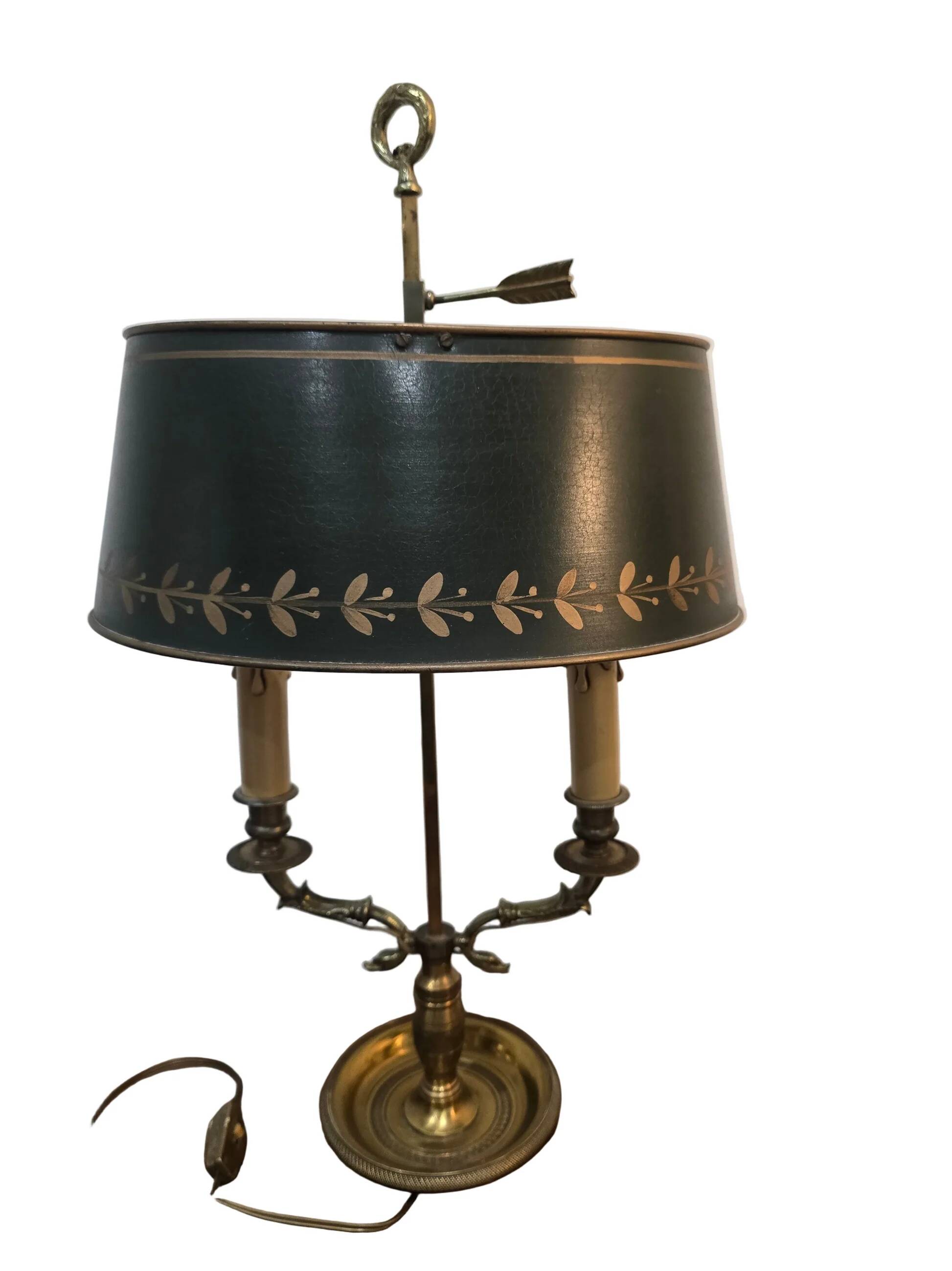 Empire two-light bouillotte lamp in brass