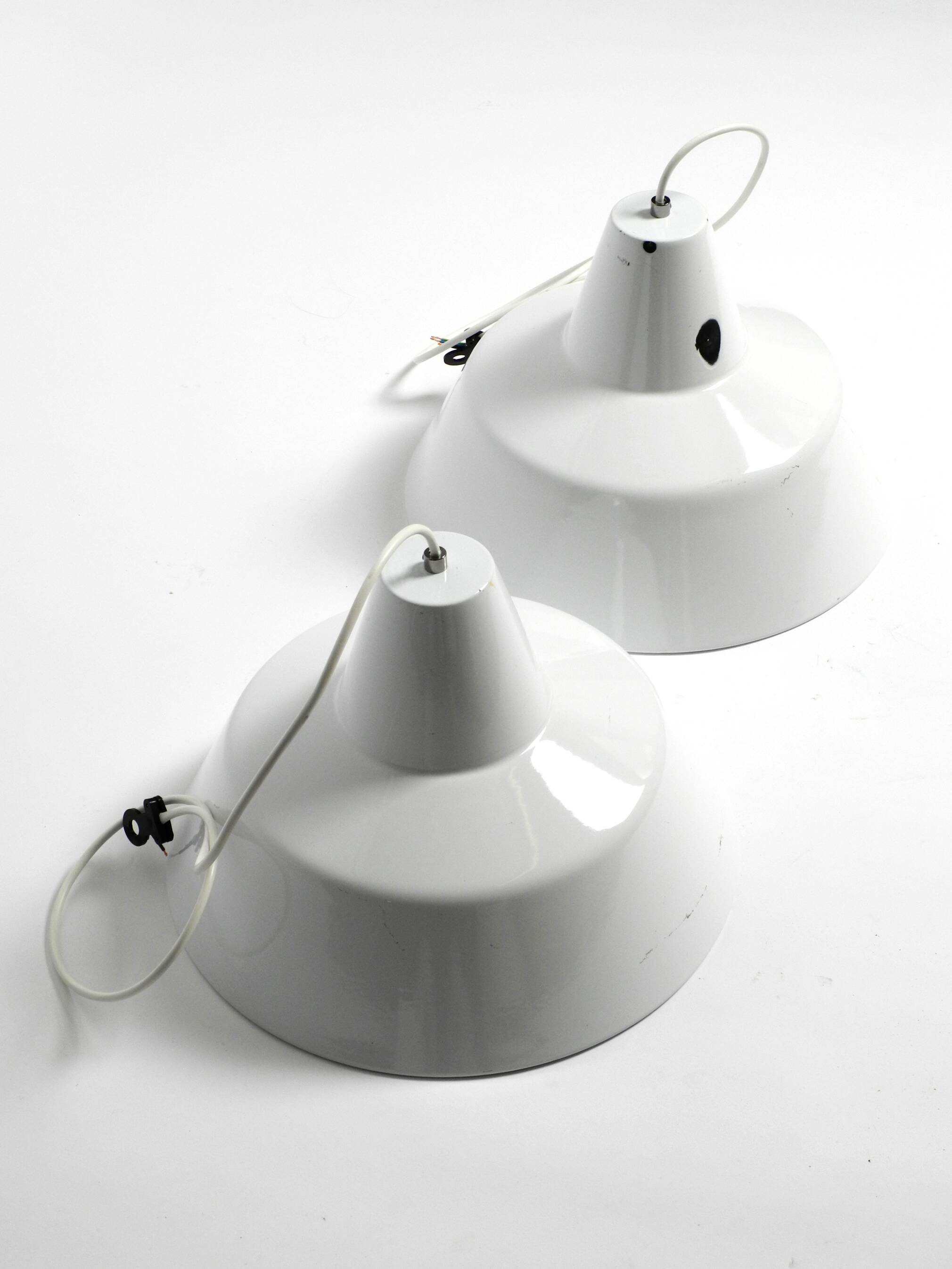 Two 50s metal enamel ceiling lamps by Axel Wedel Madsen for Louis Poulsen
