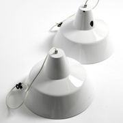 Two 50s metal enamel ceiling lamps by Axel Wedel Madsen for Louis Poulsen