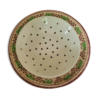 Assiette égouttoir faience ancienne Digoin Sarreguemines