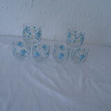 6 glasses veronica blue flowers Arcopal Arcoroc