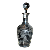 1900 liqueur carafe in blown crystal engraved lily of the valley Cabaret liqueur cellar