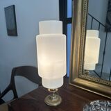Vintage gold metal opaline lamp