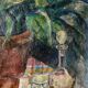 Tableau HST "Still Life with Cheese and Wine" circa 1950 A. Eon (born in 1923)