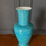 Vase en céramique Asiatides fond bleu 1960