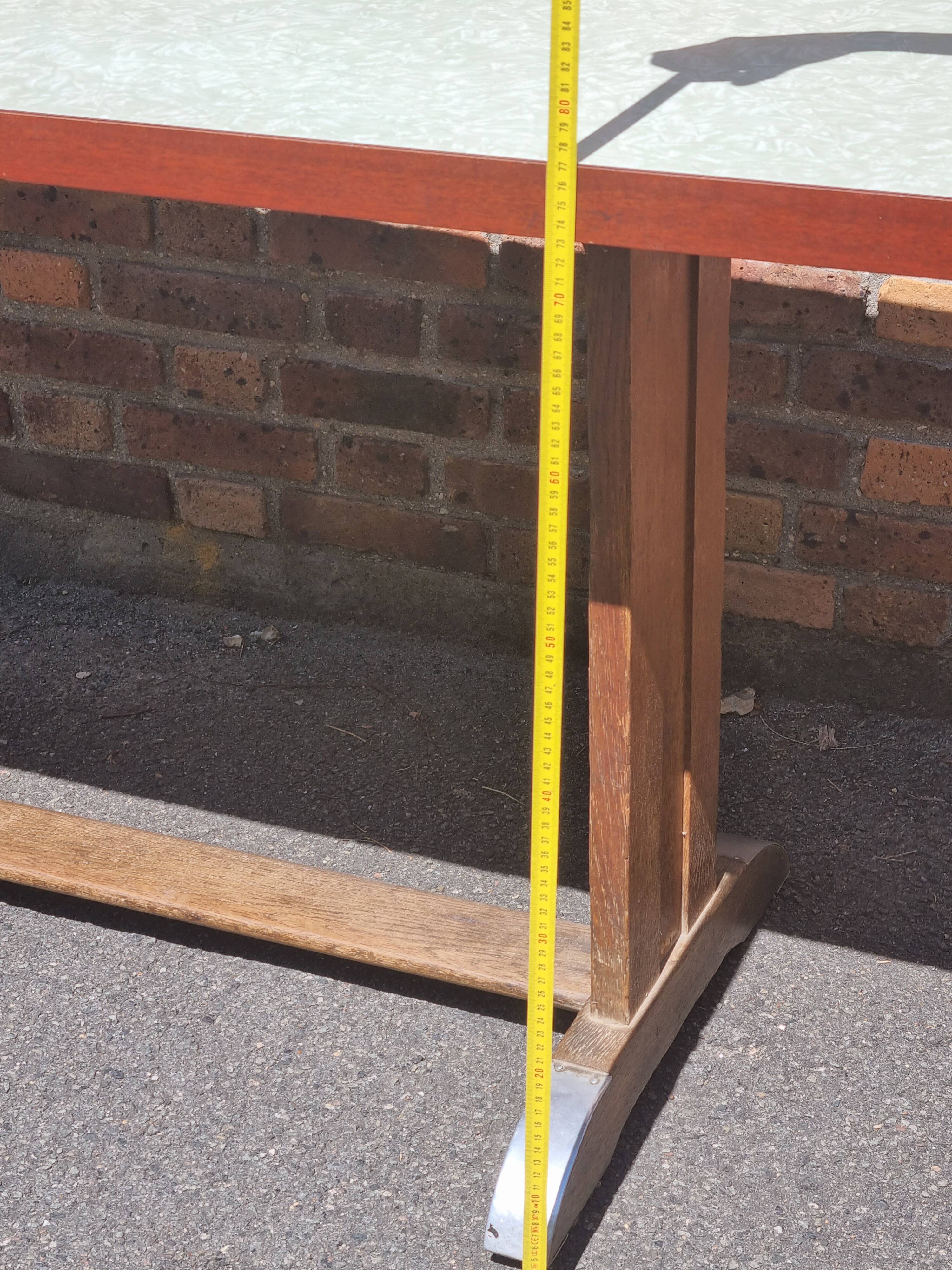 Art Deco dining table in oak with a pearlescent laminate top, 145x60 cm.