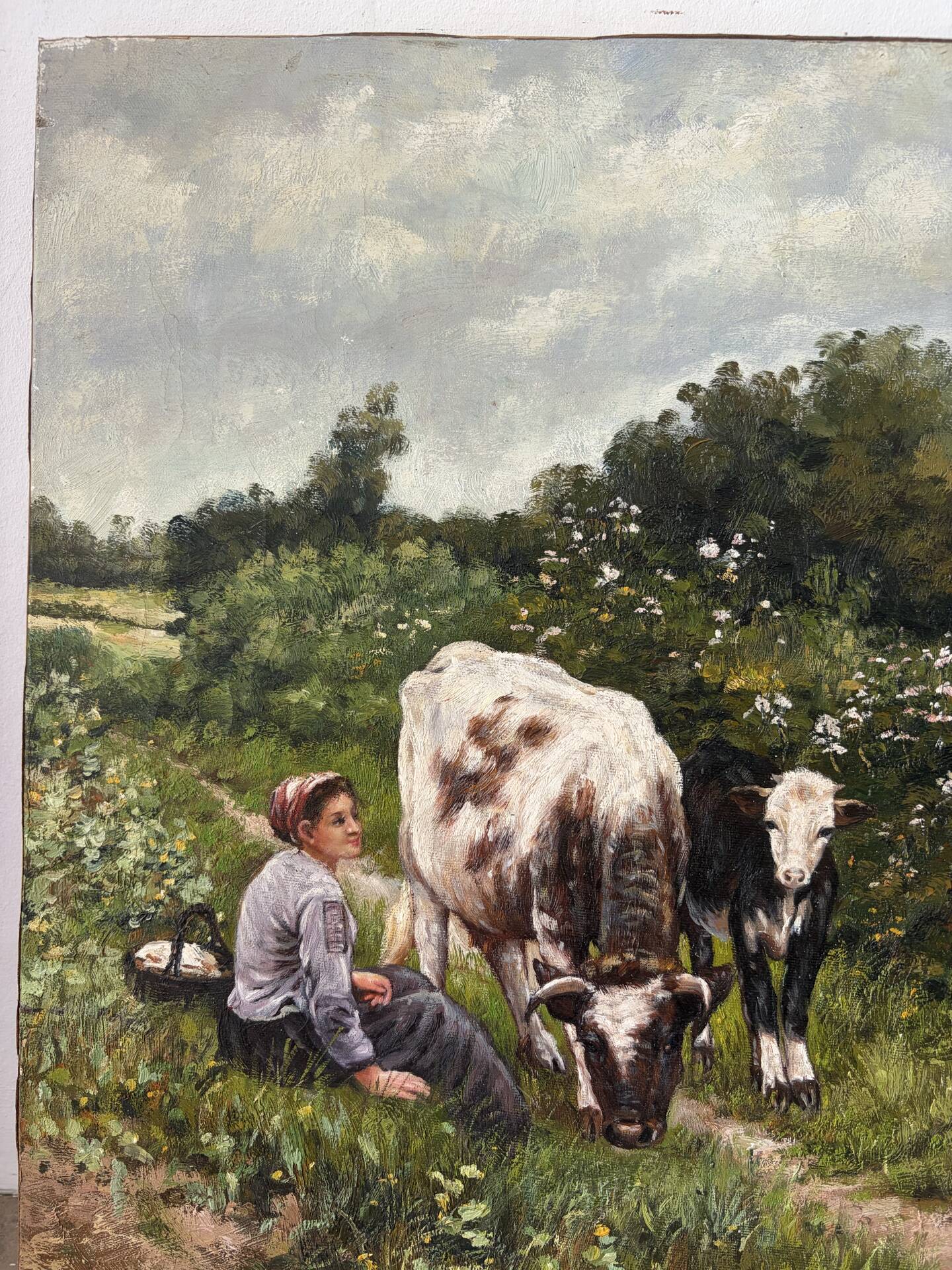 The well-kept cows, landscape, oil on canvas signed.