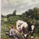 The well-kept cows, landscape, oil on canvas signed.