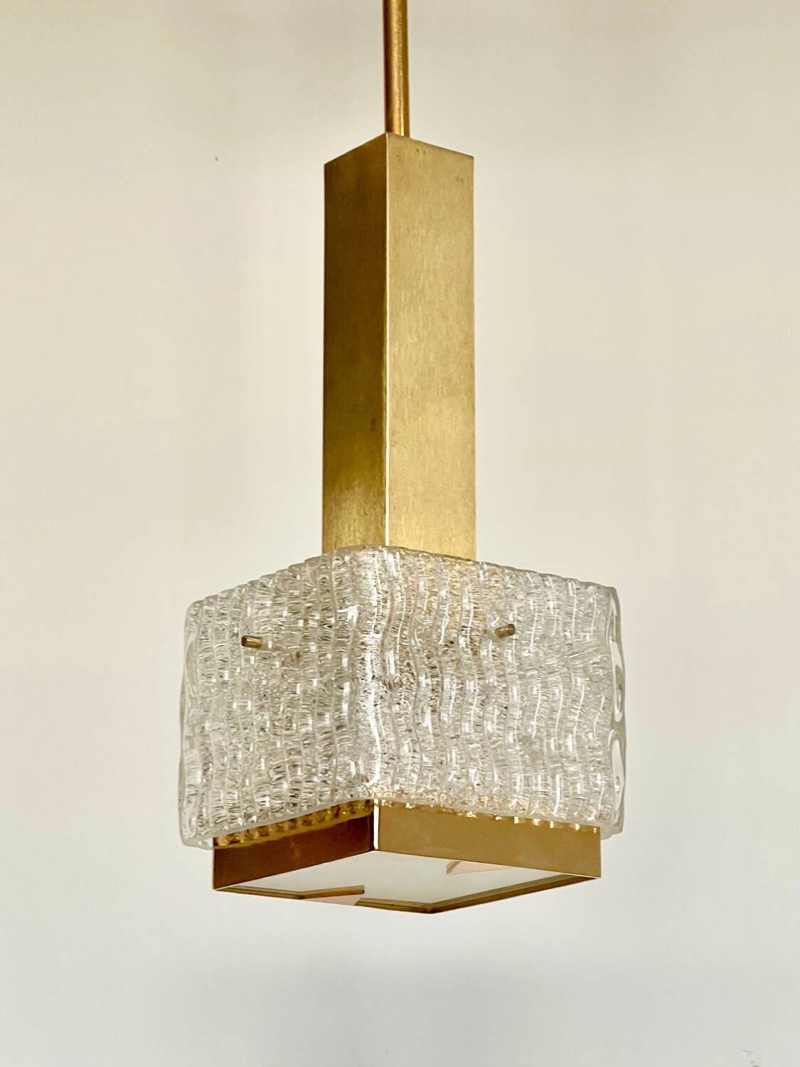 Arlus glass and brass pendant light from the 50s