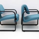 Post-Modern Italian Fabric and Metal Armchairs by Arflex, 70s