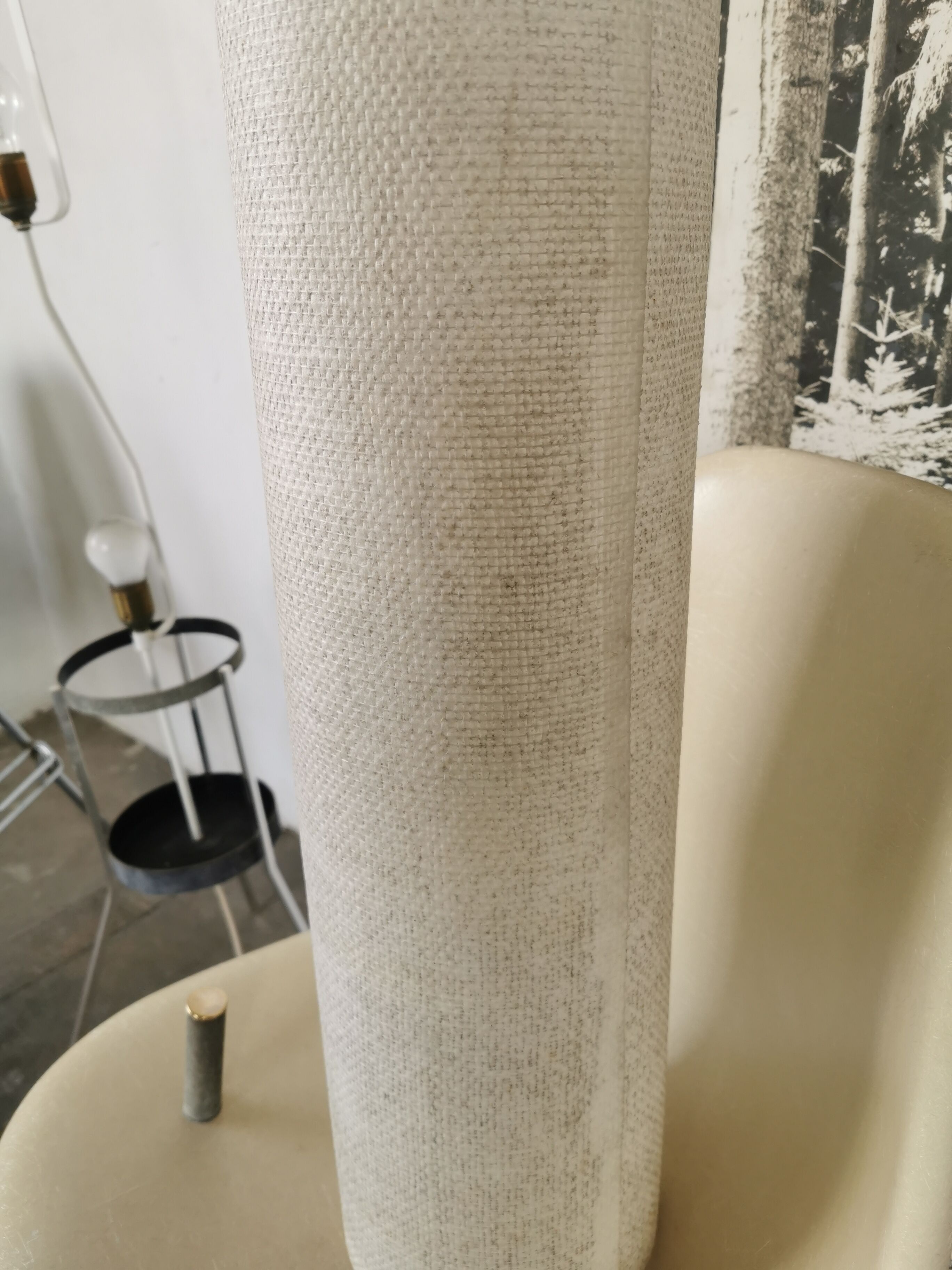 Floor lamp seventies totem, chrome and suede