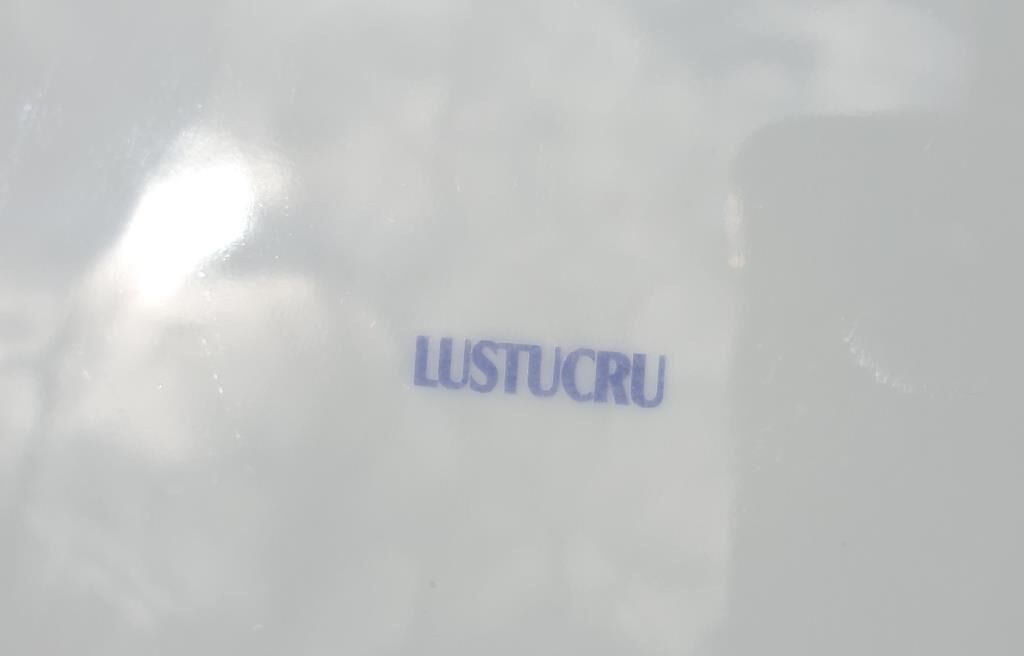 Set 12 plates checkered earthenware blue Lustucru diam25