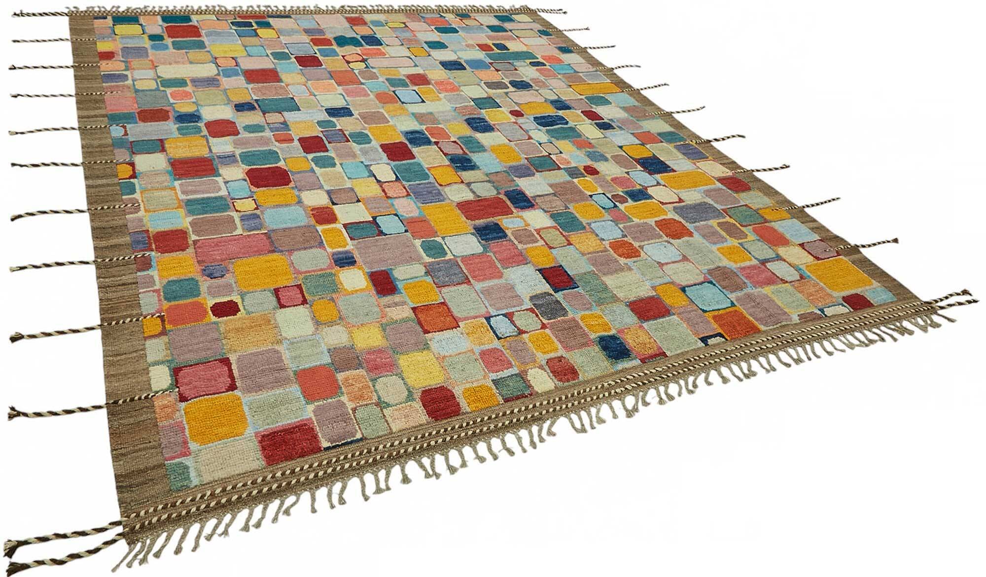Hand-Knotted Turkish Contemporary 254 cm x 313 cm Multicolor Wool Carpet