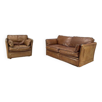 Roche Bobois leather sofa and armchair
