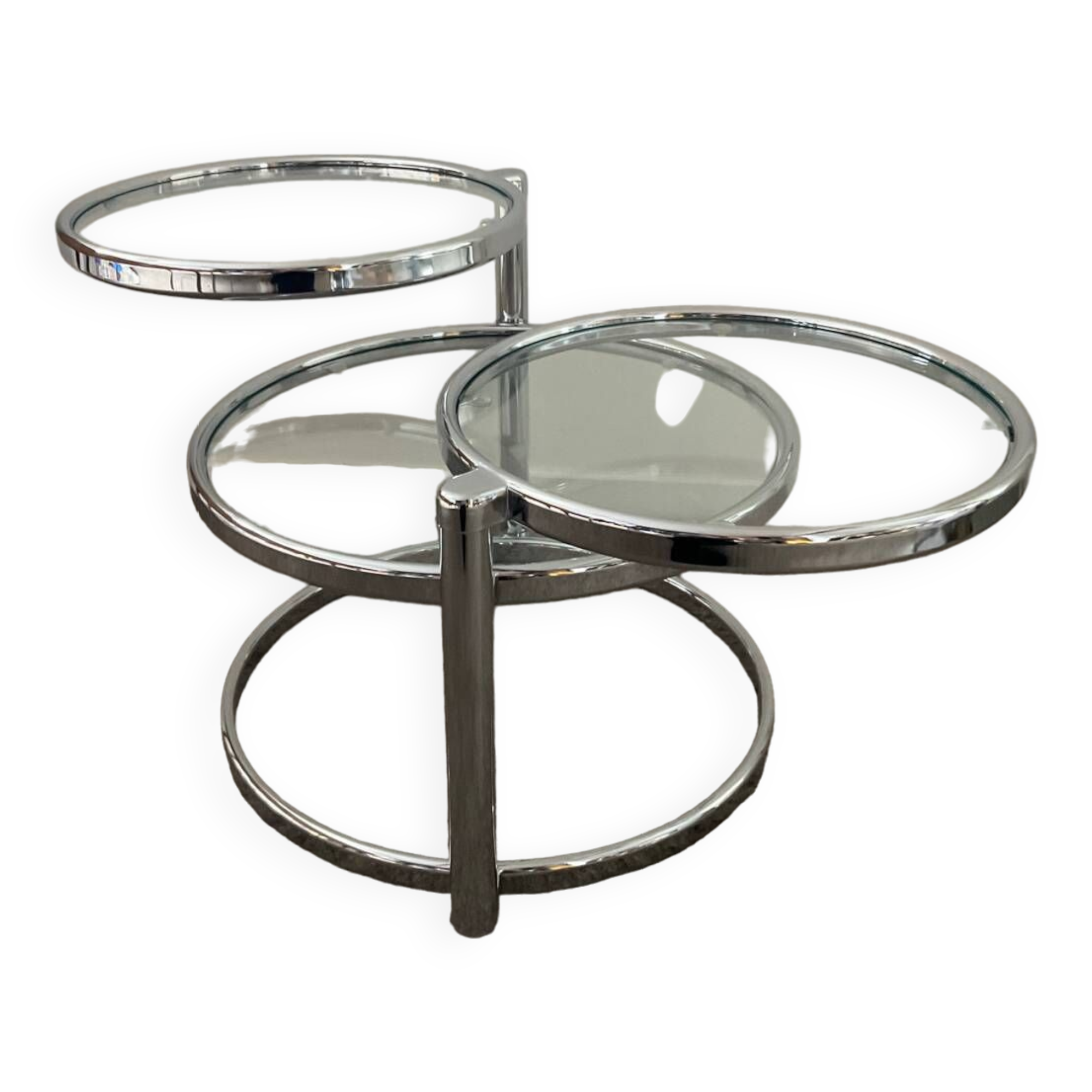 Vintage chrome coffee table with swivel tops