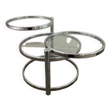 Vintage chrome coffee table with swivel tops