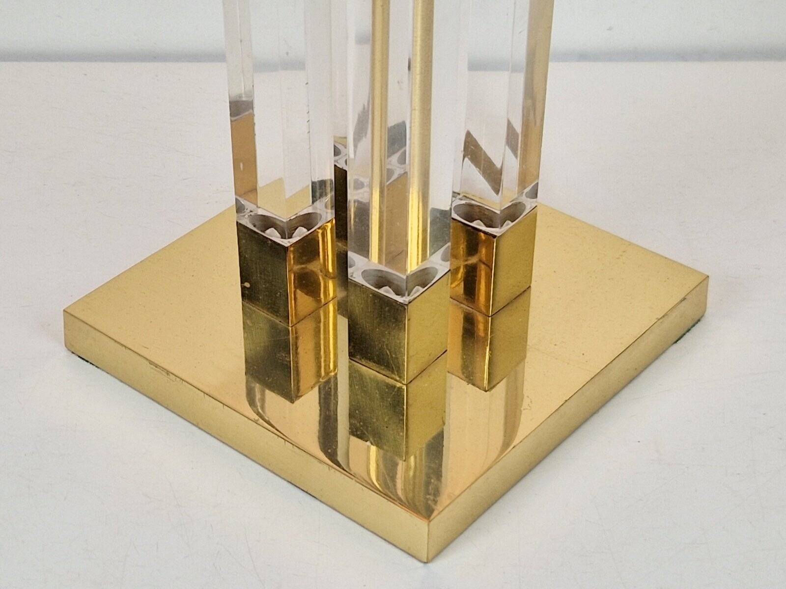 Vintage Regency Acrylic & Brass Table Lamp, Italy, 1970s