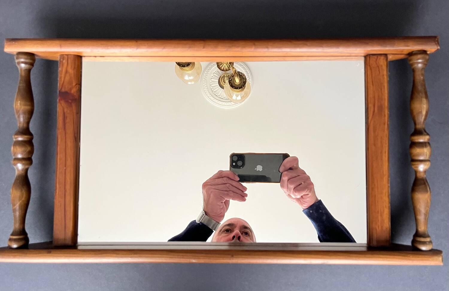 Vintage wooden mirror tray