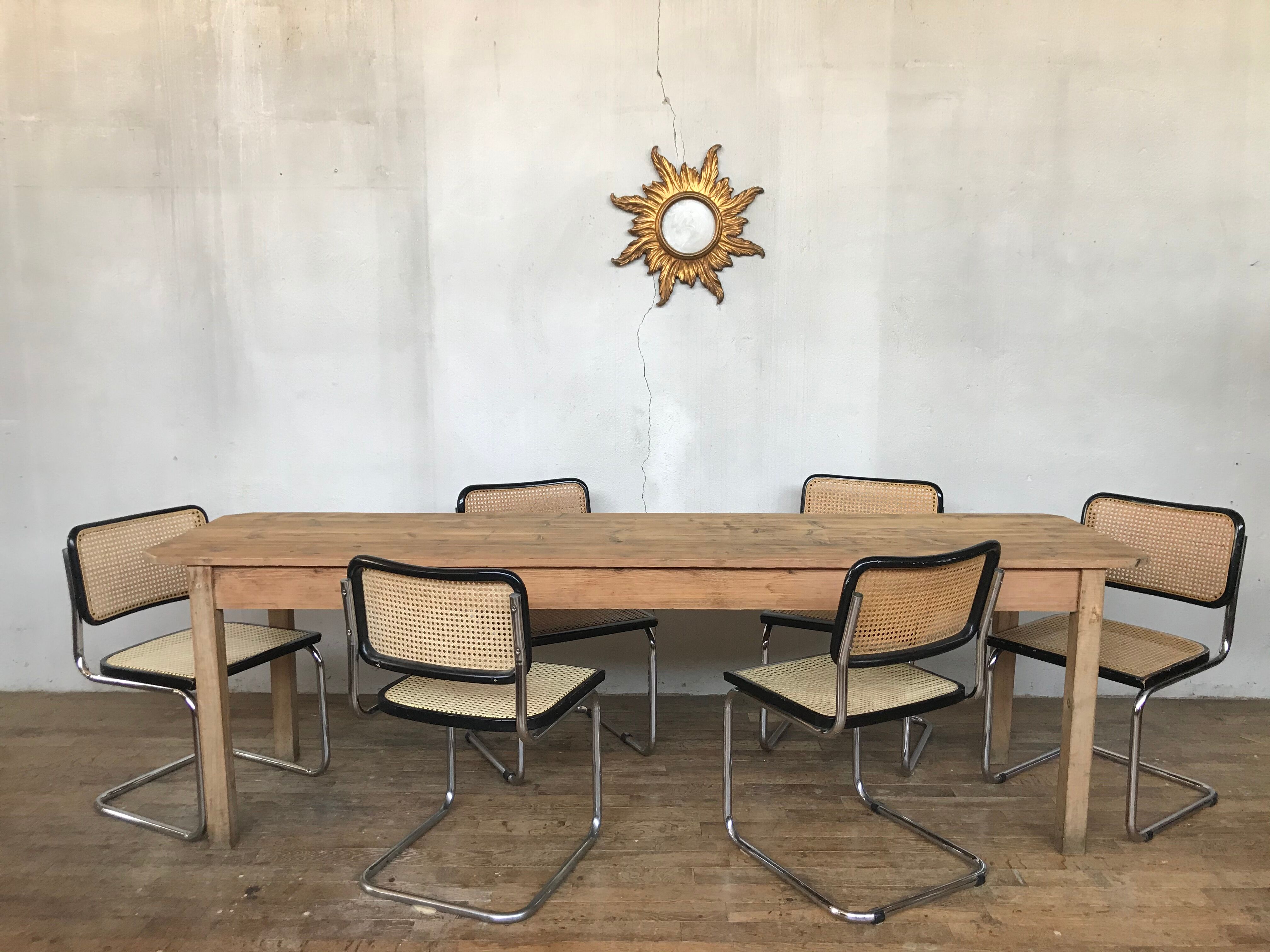 Old and large farm table early 20th shabby bistro fir