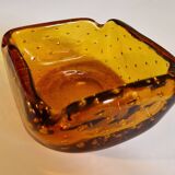 Italian Murano Amber Bubble Glass Ashtray Bowl Circa 1960