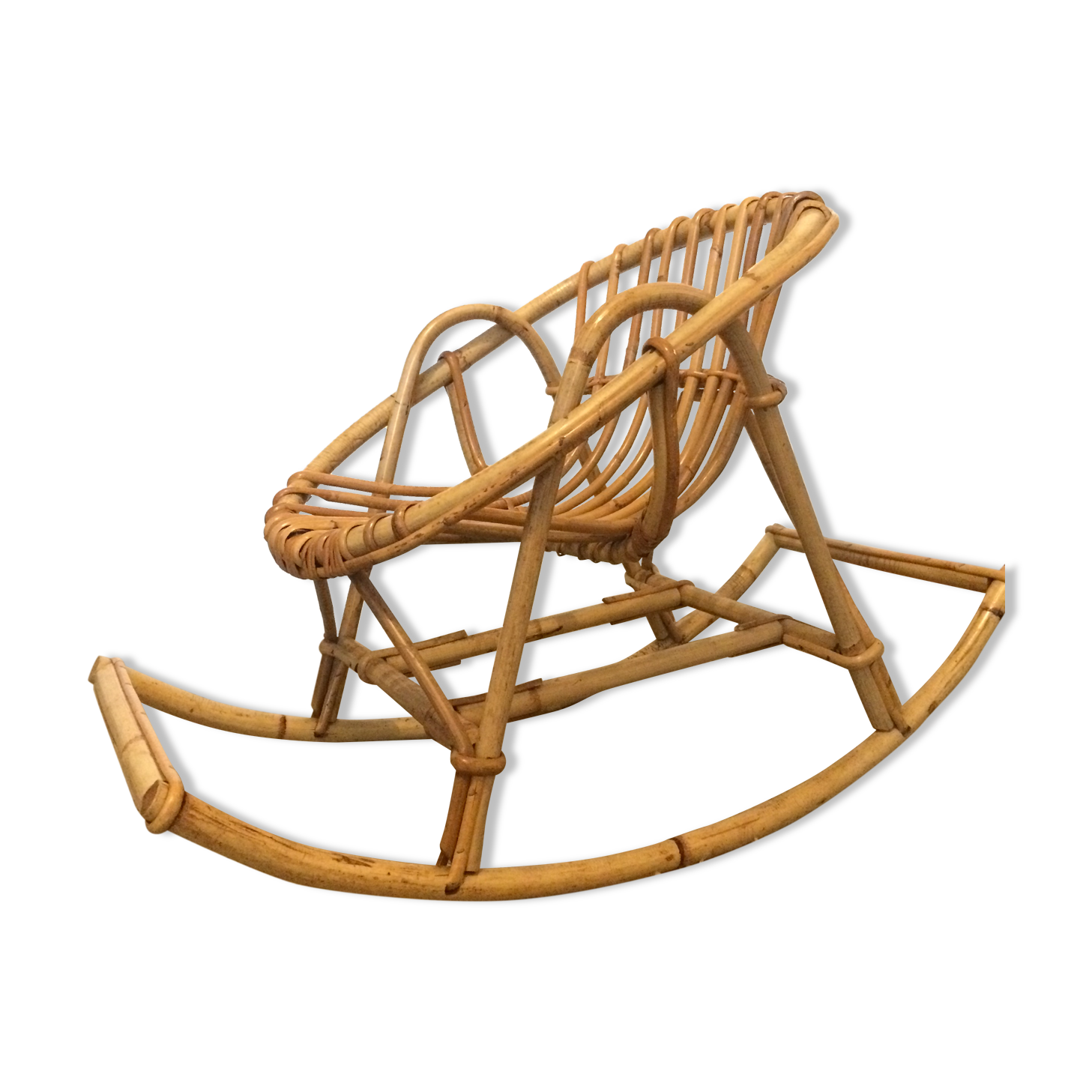 Vintage rattan children's rocking chair