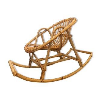 Rocking chair enfant en rotin vintage